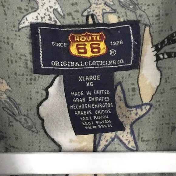 Route 66 Hawaiian Shirt Mens XL Camp Tropical Print Short Sleeve Rayon Beach - Picture 6 of 6